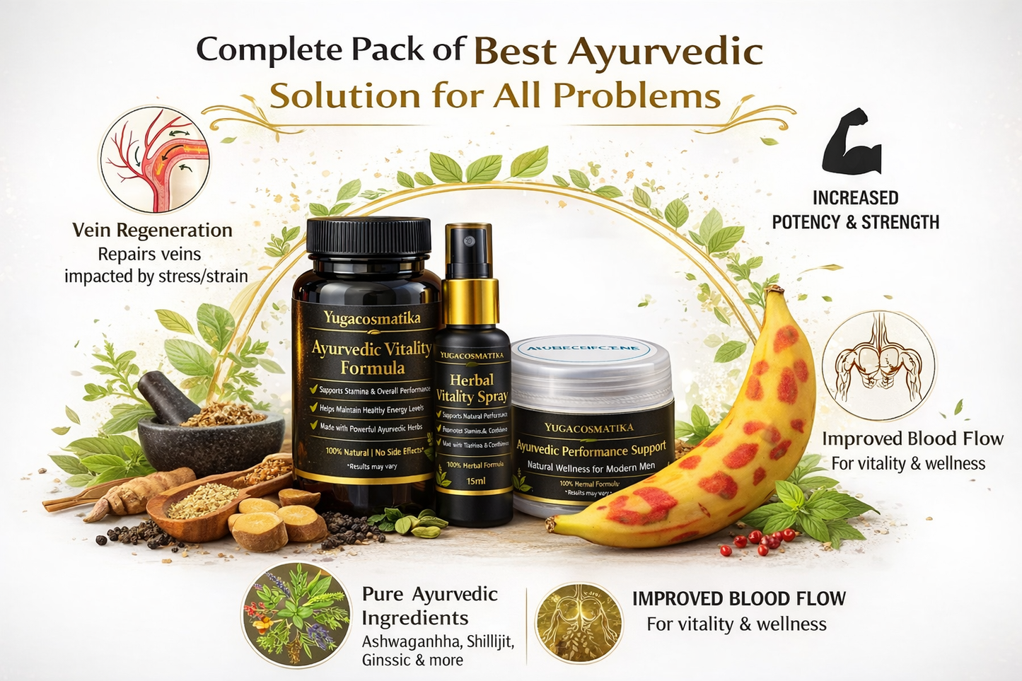 YUGA COSMATIKA HERBAL FORMULA FOR PEAK PERFORMANCE (COMBO PACK 3 PRODUCTS)