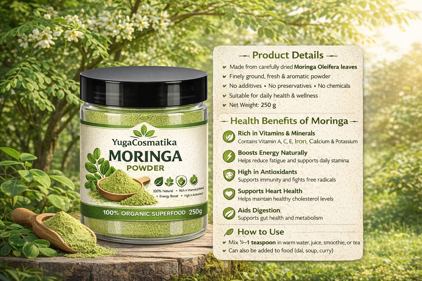 ORGANIC MORINGA POWDER 250 GRAM