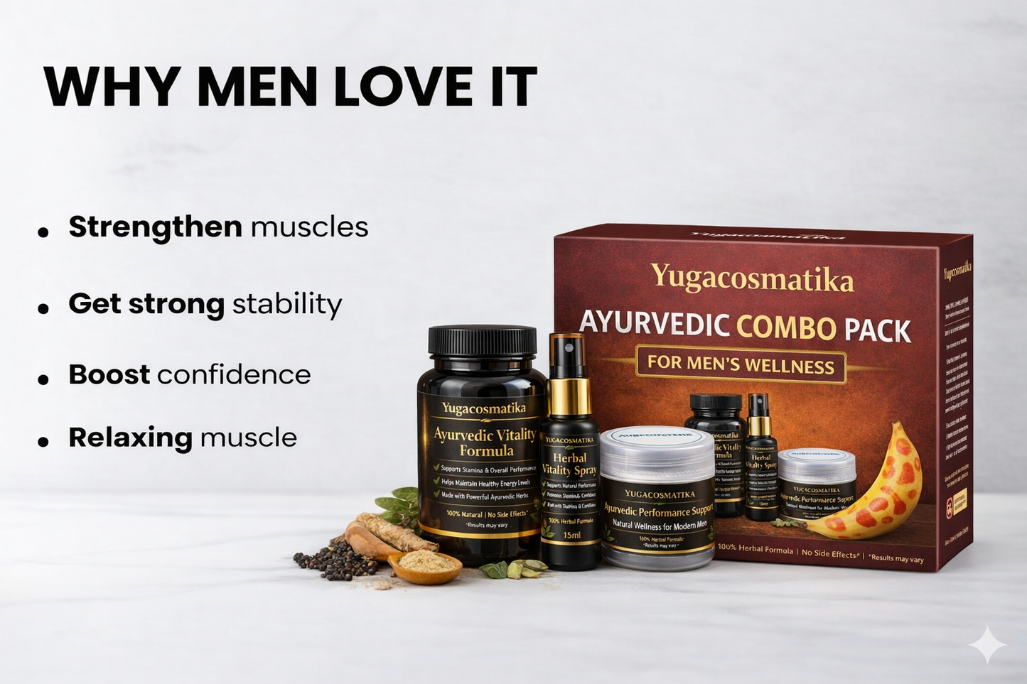 YUGA COSMATIKA HERBAL FORMULA FOR PEAK PERFORMANCE (COMBO PACK 3 PRODUCTS)
